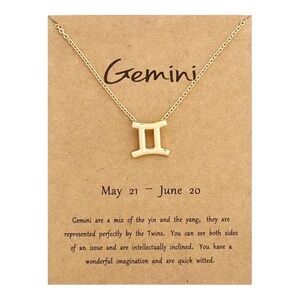 GEMINI Zodiac Symbol Gold Necklace